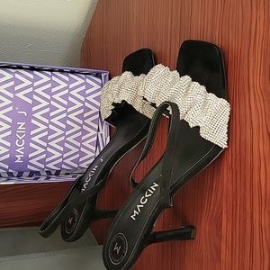 MACKIN J 294-27 Women's Square Toe Sandal Slingback Slip on Kitten Heel …